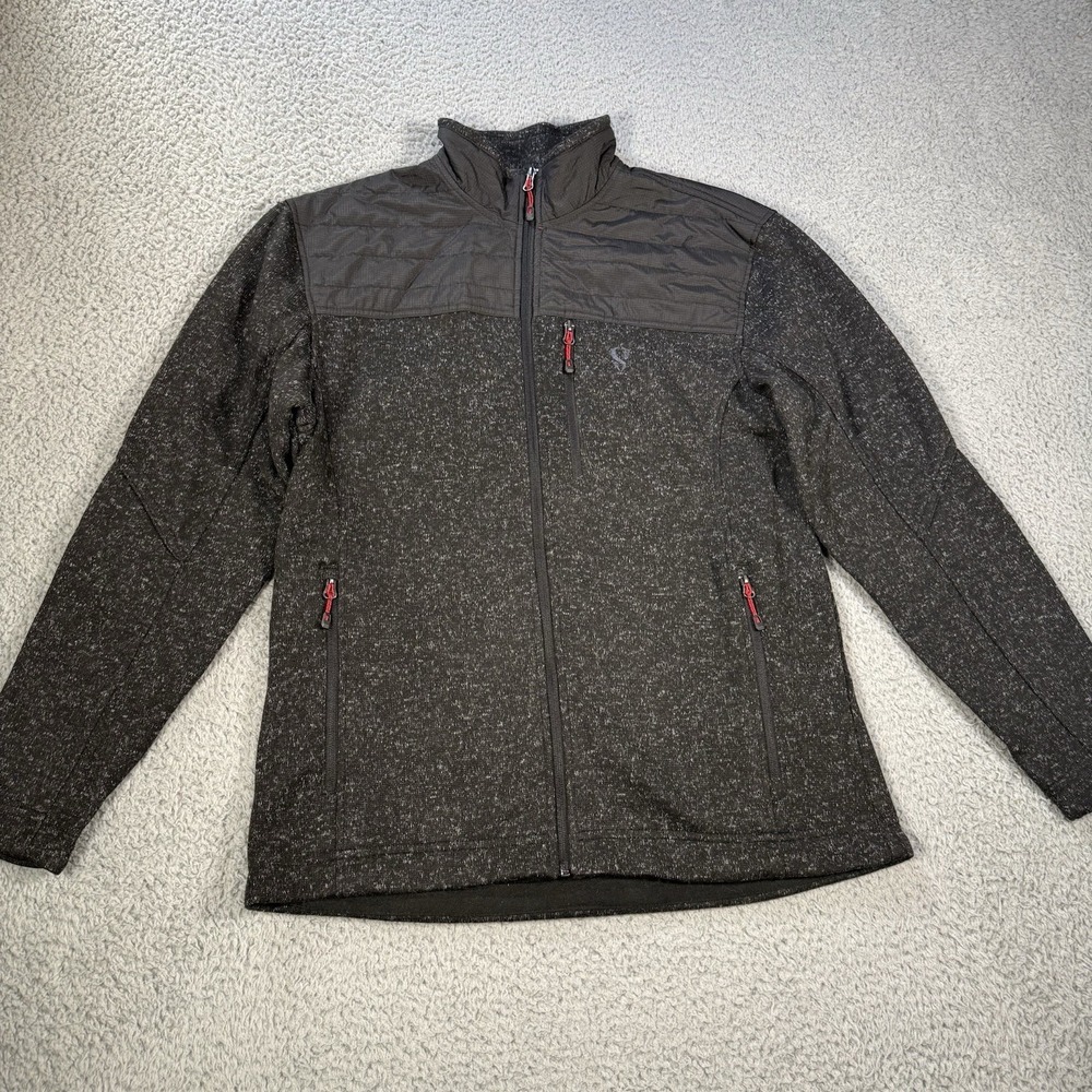 Stoic Hoodie Mens Medium Black Full Zip Athletic Sweatshirt Fleece LIned Jacket